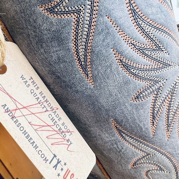 Anderson Bean Cowboy Boots Tag Boar Blue Aged 335516 Men's 9 EE Wide NWT - Picture 7 of 10